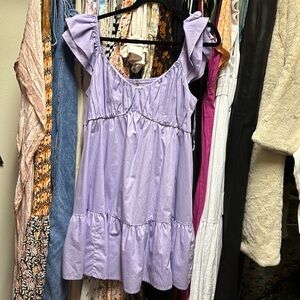 Abercrombie & Fitch Ruched Flutter Sleeve Mini Dress